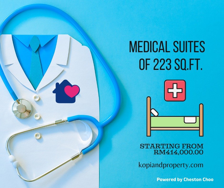 Medical suites of 223 sq ft and starting price of RM414,000